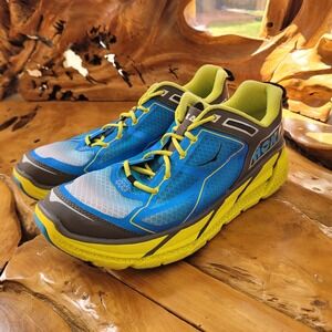 Hoka One One Clifton 1 Running Shoes Men US 11 Blue Yellow Cushioned Road Runner